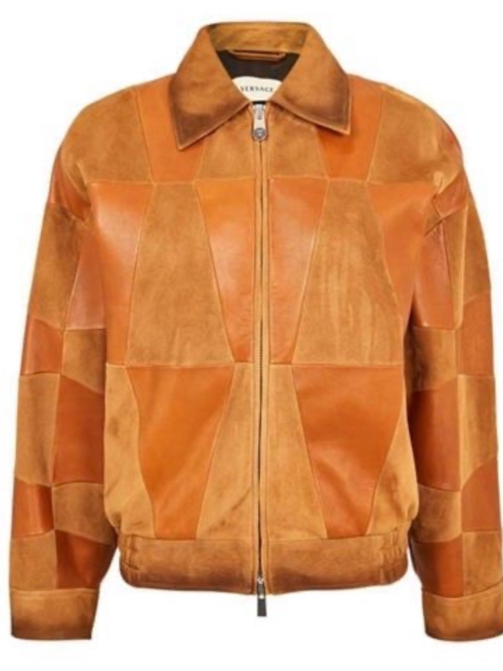 VERSACE SS26 Brown Patchwork Leather Blouson Jacket New